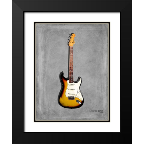 Fender Stratocaster 65 Black Modern Wood Framed Art Print with Double Matting by Rogan, Mark