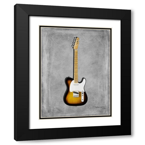 Fender Telecaster 58 Black Modern Wood Framed Art Print with Double Matting by Rogan, Mark