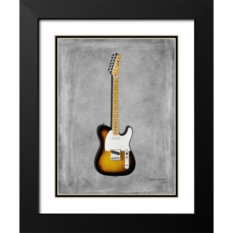 Fender Telecaster 58 Black Modern Wood Framed Art Print with Double Matting by Rogan, Mark