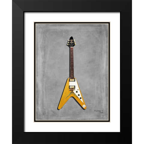 Gibson FlyingV 58 Black Modern Wood Framed Art Print with Double Matting by Rogan, Mark