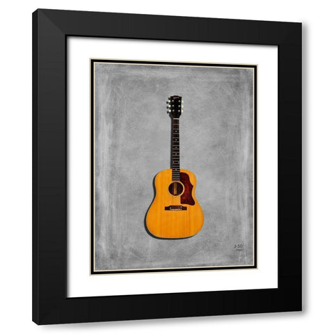 Gibson J50 1967 Black Modern Wood Framed Art Print with Double Matting by Rogan, Mark