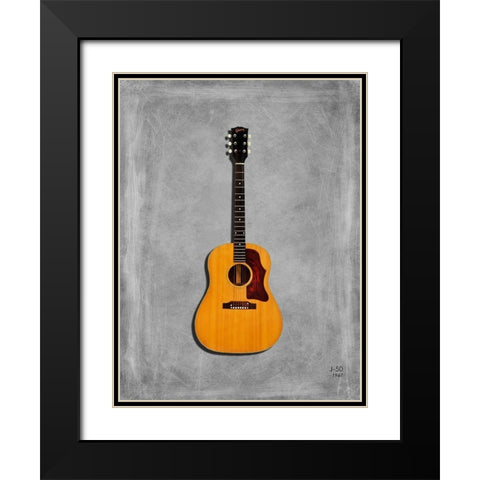 Gibson J50 1967 Black Modern Wood Framed Art Print with Double Matting by Rogan, Mark