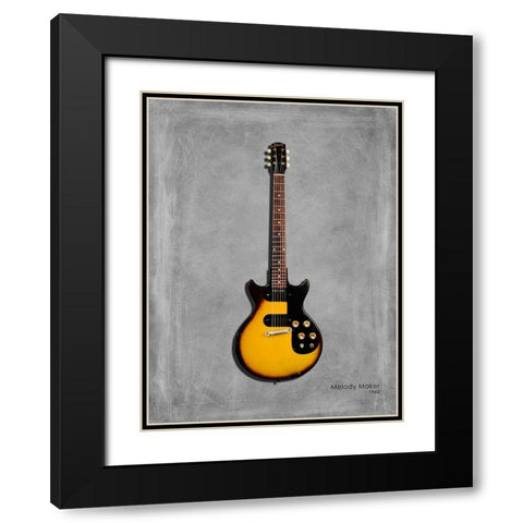 Gibson Melody Maker 62 Black Modern Wood Framed Art Print with Double Matting by Rogan, Mark