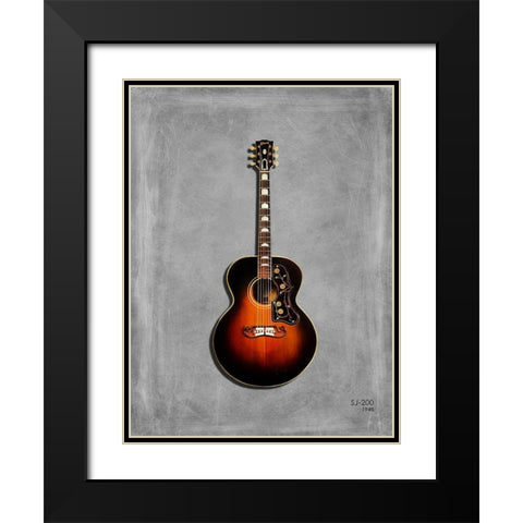 Gibson Sj 200 1948 Black Modern Wood Framed Art Print with Double Matting by Rogan, Mark