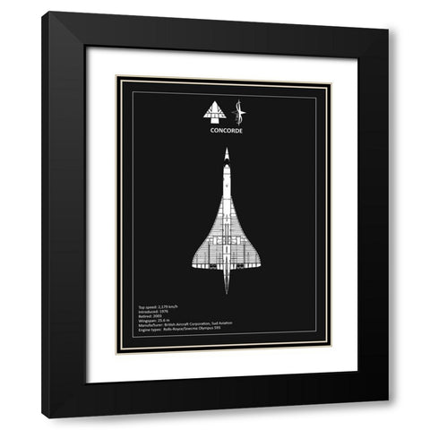 BAE Concorde Black  Black Modern Wood Framed Art Print with Double Matting by Rogan, Mark