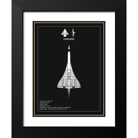 BAE Concorde Black  Black Modern Wood Framed Art Print with Double Matting by Rogan, Mark