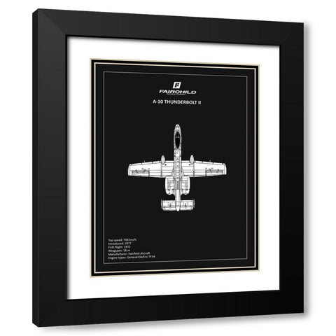 BP A-10 Thunderbolt 2 Black  Black Modern Wood Framed Art Print with Double Matting by Rogan, Mark