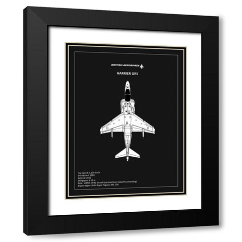 BP BAE HarrierGR5 Black  Black Modern Wood Framed Art Print with Double Matting by Rogan, Mark