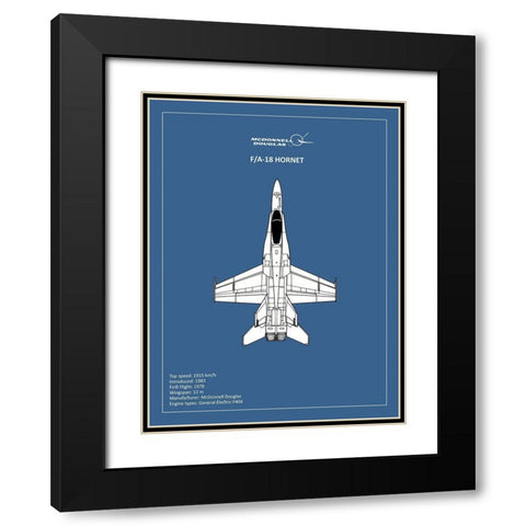 BP FA18 Hornet  Black Modern Wood Framed Art Print with Double Matting by Rogan, Mark