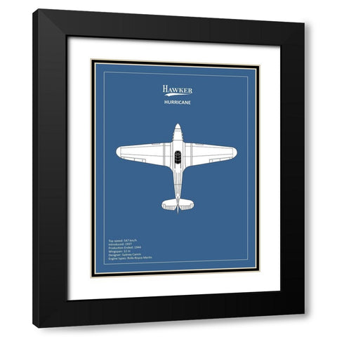 BP Hawker Hurricane  Black Modern Wood Framed Art Print with Double Matting by Rogan, Mark