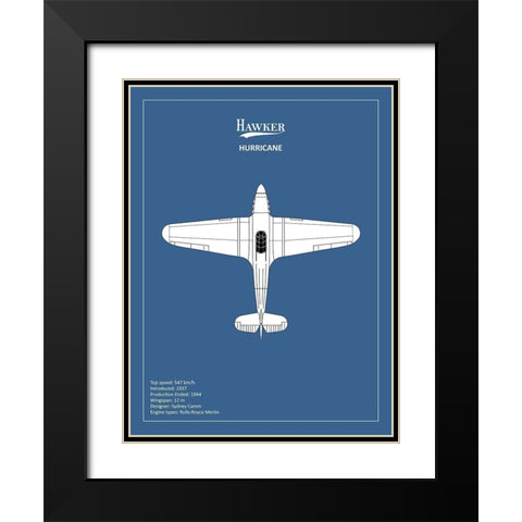 BP Hawker Hurricane  Black Modern Wood Framed Art Print with Double Matting by Rogan, Mark