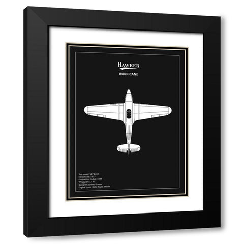 BP Hawker Hurricane Black  Black Modern Wood Framed Art Print with Double Matting by Rogan, Mark