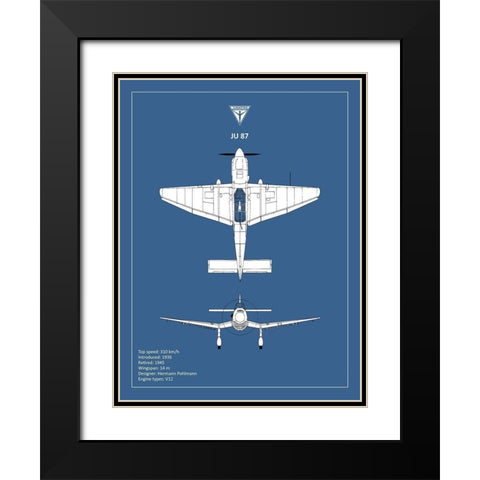 BP Junkers JU87  Black Modern Wood Framed Art Print with Double Matting by Rogan, Mark