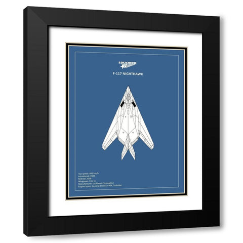 BP Lockheed F22 Raptor  Black Modern Wood Framed Art Print with Double Matting by Rogan, Mark