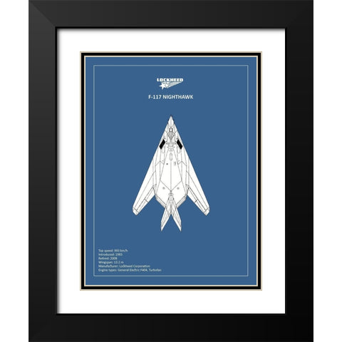 BP Lockheed F22 Raptor  Black Modern Wood Framed Art Print with Double Matting by Rogan, Mark