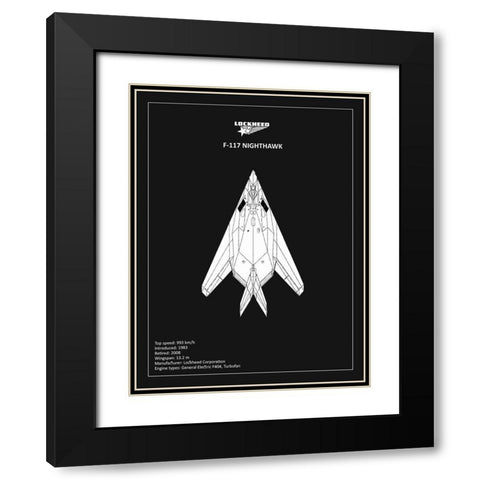 BP Lockheed F22 Raptor Black  Black Modern Wood Framed Art Print with Double Matting by Rogan, Mark