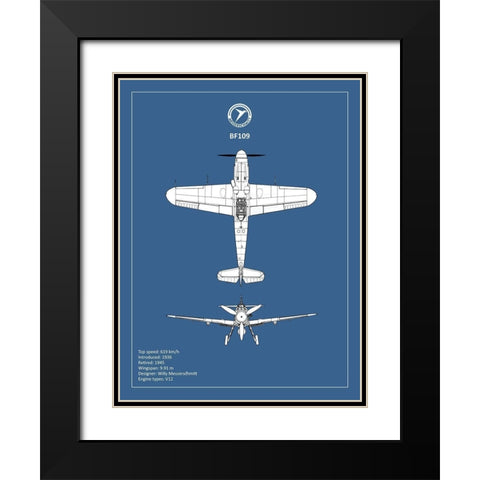 BP Messerschmitt ME 109  Black Modern Wood Framed Art Print with Double Matting by Rogan, Mark