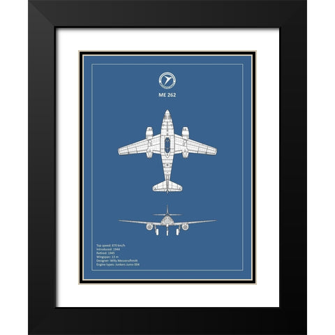 BP Messerschmitt ME262  Black Modern Wood Framed Art Print with Double Matting by Rogan, Mark