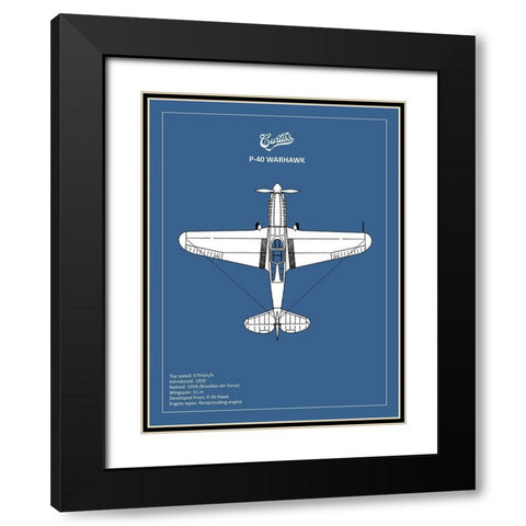 BP P-40 Warhawk  Black Modern Wood Framed Art Print with Double Matting by Rogan, Mark