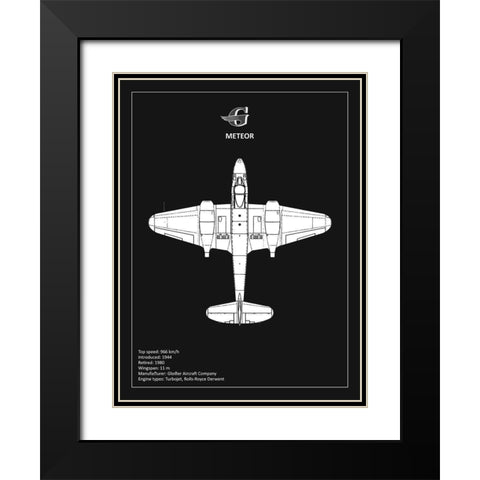 Gloster Meteor Black  Black Modern Wood Framed Art Print with Double Matting by Rogan, Mark