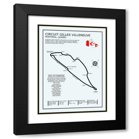 Gilles Villeneuve Circuit Black Modern Wood Framed Art Print with Double Matting by Rogan, Mark