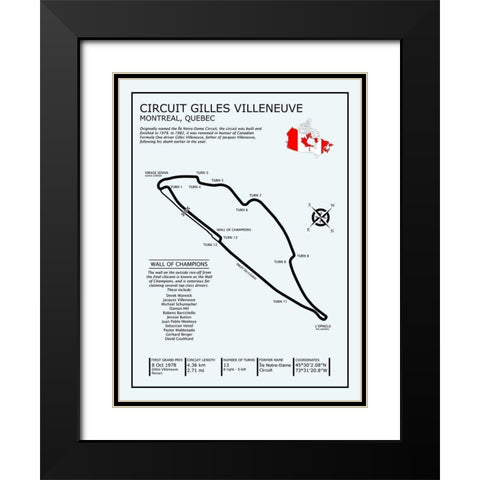 Gilles Villeneuve Circuit Black Modern Wood Framed Art Print with Double Matting by Rogan, Mark