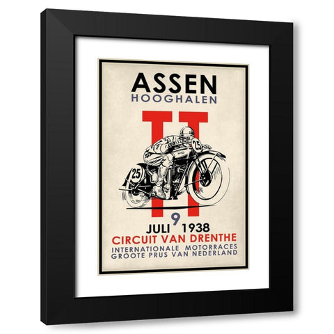 Assen TT Motorcycle Races 1938 Black Modern Wood Framed Art Print with Double Matting by Rogan, Mark