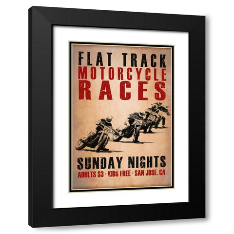 Flat Track Racers Black Modern Wood Framed Art Print with Double Matting by Rogan, Mark