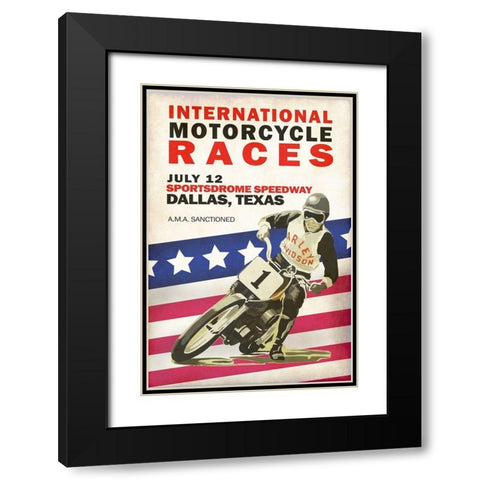 Intl. Motorcycle Races Dallas Black Modern Wood Framed Art Print with Double Matting by Rogan, Mark