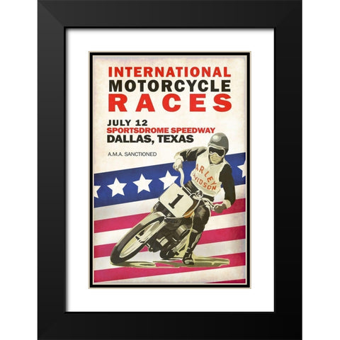 Intl. Motorcycle Races Dallas Black Modern Wood Framed Art Print with Double Matting by Rogan, Mark