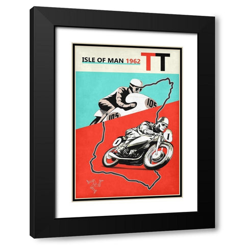 Isle Of Man TT 1962 Black Modern Wood Framed Art Print with Double Matting by Rogan, Mark