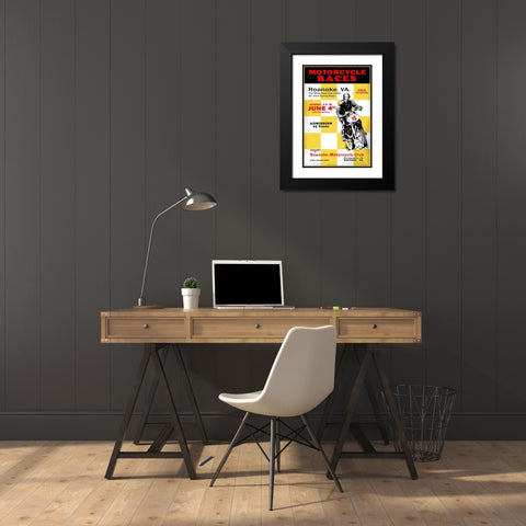 Motorcycle Hill Climb Black Modern Wood Framed Art Print with Double Matting by Rogan, Mark