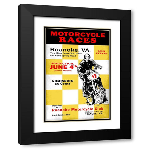 Motorcycle Hill Climb Black Modern Wood Framed Art Print with Double Matting by Rogan, Mark