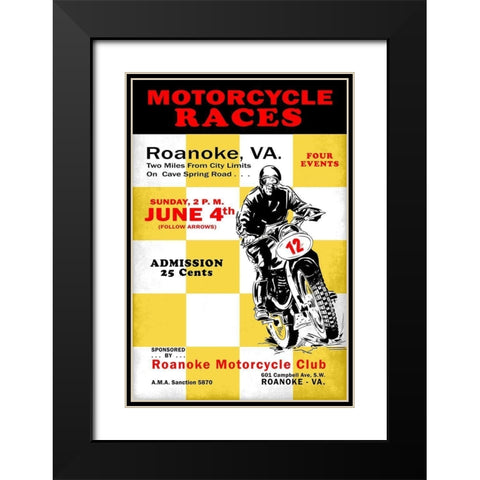 Motorcycle Hill Climb Black Modern Wood Framed Art Print with Double Matting by Rogan, Mark