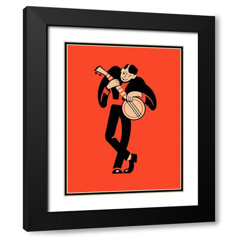 The Banjo Black Modern Wood Framed Art Print with Double Matting by Rogan, Mark