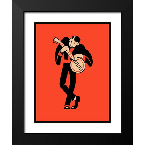 The Banjo Black Modern Wood Framed Art Print with Double Matting by Rogan, Mark