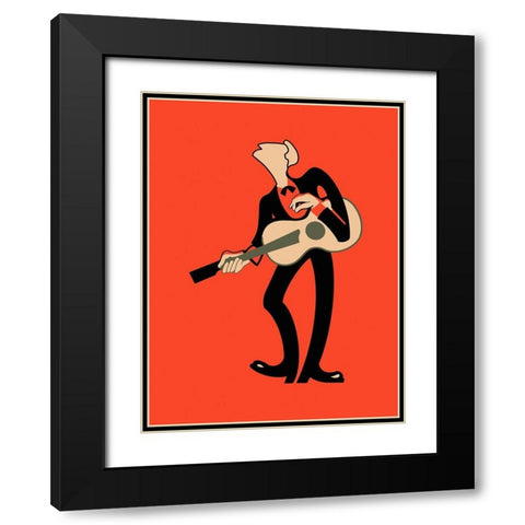 The Guitar Black Modern Wood Framed Art Print with Double Matting by Rogan, Mark