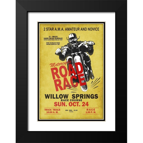 Willow Springs Road Race Black Modern Wood Framed Art Print with Double Matting by Rogan, Mark