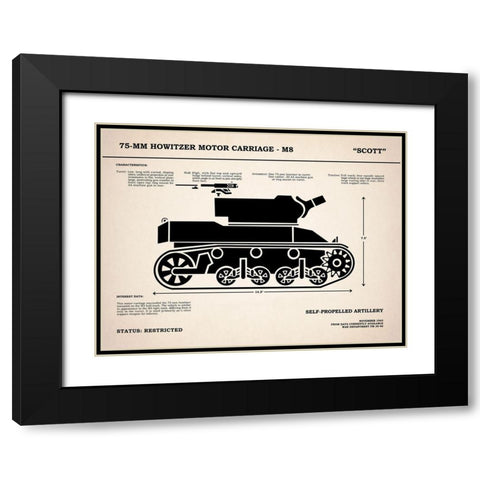 75mm Howitzer M8 Black Modern Wood Framed Art Print with Double Matting by Rogan, Mark