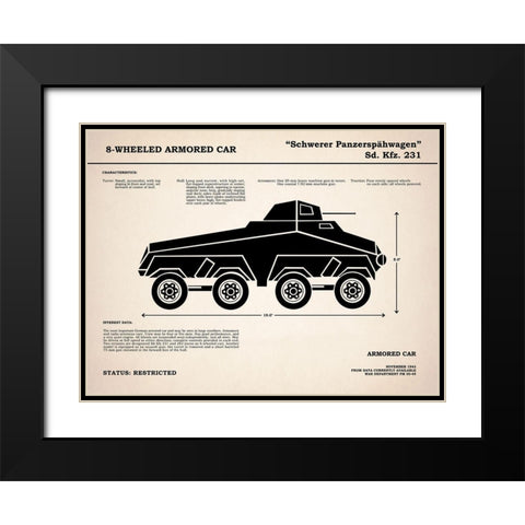 8 Wheeled Armored Car Black Modern Wood Framed Art Print with Double Matting by Rogan, Mark