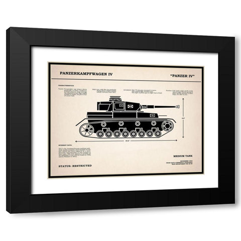 Panzer IV Tank Black Modern Wood Framed Art Print with Double Matting by Rogan, Mark