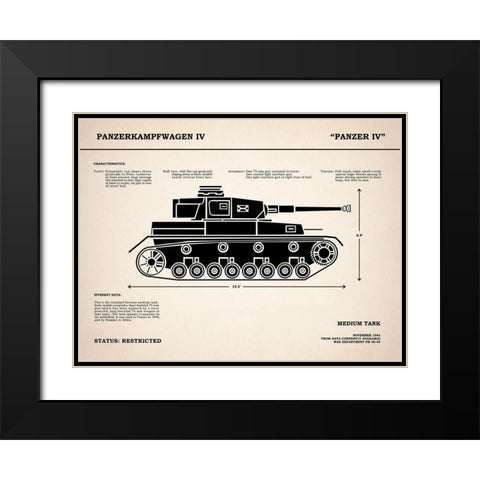 Panzer IV Tank Black Modern Wood Framed Art Print with Double Matting by Rogan, Mark