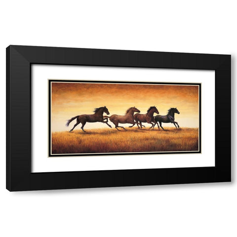 Stallions at Sunset Black Modern Wood Framed Art Print with Double Matting by Vargas, Ricardo