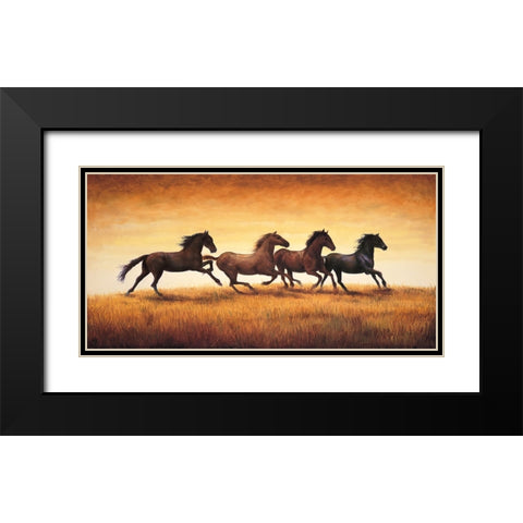 Stallions at Sunset Black Modern Wood Framed Art Print with Double Matting by Vargas, Ricardo
