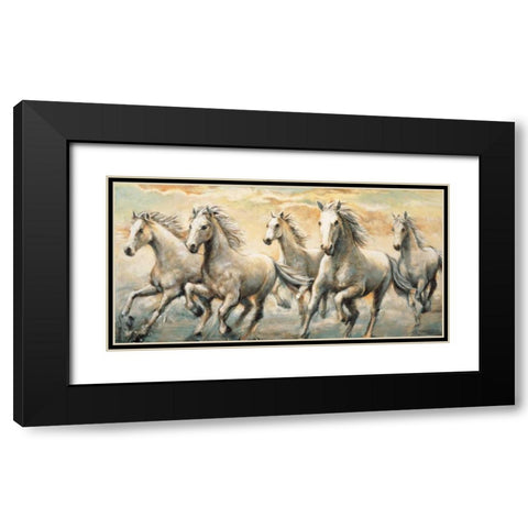 Wild Horses Black Modern Wood Framed Art Print with Double Matting by Steele, Ralph