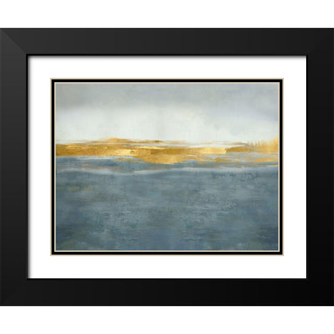 Linear Gold on Azure Black Modern Wood Framed Art Print with Double Matting by Messina, Jake