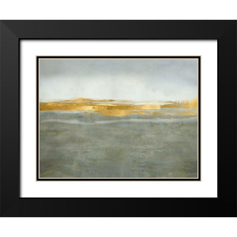 Linear Gold on Gray Black Modern Wood Framed Art Print with Double Matting by Messina, Jake