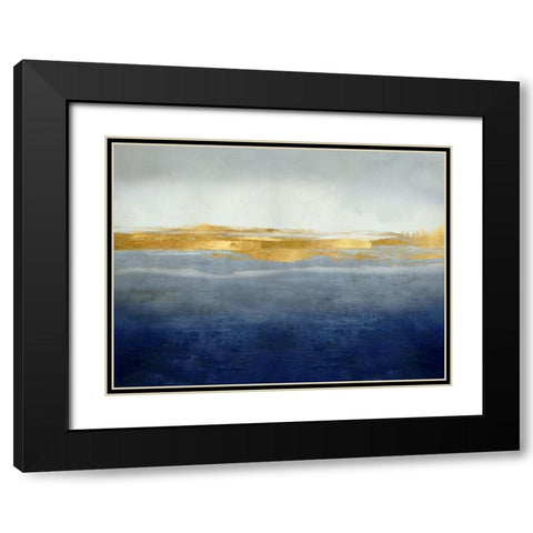 Linear Gold on Indigo Black Modern Wood Framed Art Print with Double Matting by Messina, Jake
