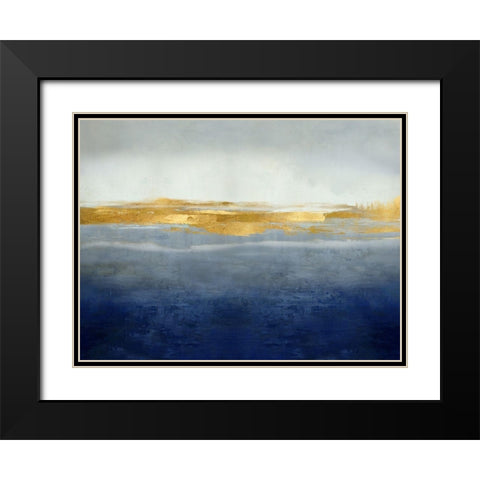 Linear Gold on Indigo Black Modern Wood Framed Art Print with Double Matting by Messina, Jake
