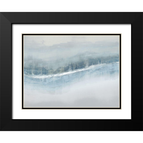 Flowing Aqua Black Modern Wood Framed Art Print with Double Matting by Messina, Jake